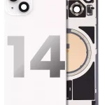 Iphone 14 ile Uyumlu Arka Cam Çelik Plakalı Kablosuz NFC Şarj MagSafe Mıknatıs ve El Feneri Esnek ile Uyumlu Full  Starlight