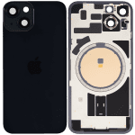 Iphone 14 ile Uyumlu Arka Cam Çelik Plakalı MagSafe Mıknatıs Önceden Takılmış Kapak Full Gece ​​Yarısı - Görsel 2