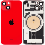 Iphone 14 ile Uyumlu Arka Cam Çelik Plakalı MagSafe Mıknatıs Önceden Takılmış Kapak Full Kırmızı - Görsel 2
