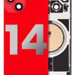 Iphone 14 ile Uyumlu Arka Cam Çelik Plakalı MagSafe Mıknatıs Önceden Takılmış Kapak Full Kırmızı