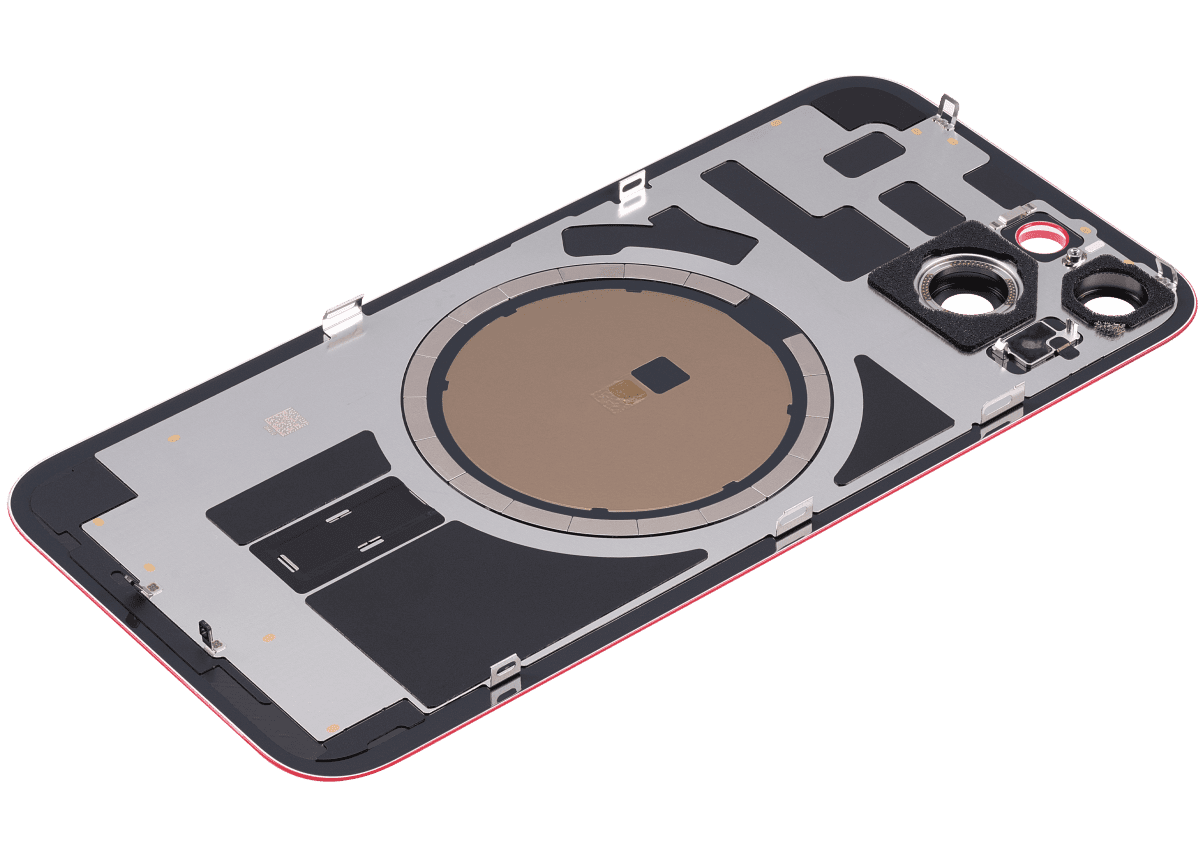 Iphone 14 ile Uyumlu Arka Cam Çelik Plakalı MagSafe Mıknatıs Önceden Takılmış Kapak Full Kırmızı - Görsel 5