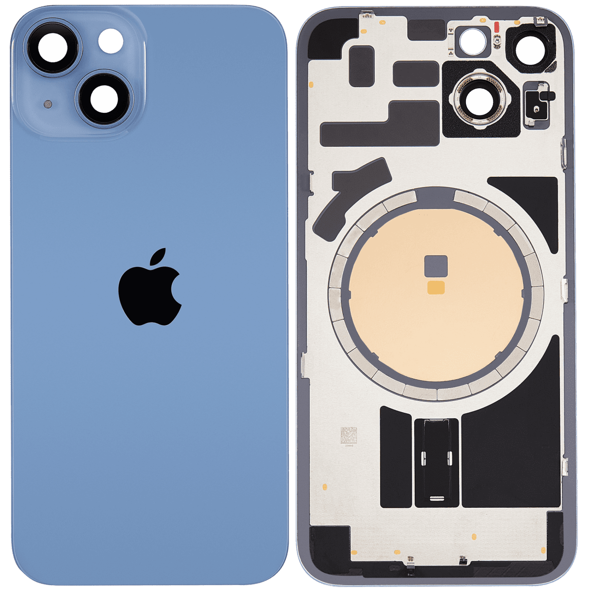 Iphone 14 ile Uyumlu Arka Cam Çelik Plakalı MagSafe Mıknatıs Önceden Takılmış Kapak Full Mavi - Görsel 2