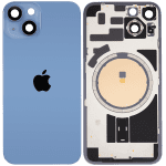 Iphone 14 ile Uyumlu Arka Cam Çelik Plakalı MagSafe Mıknatıs Önceden Takılmış Kapak Full Mavi - Görsel 2