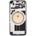 Iphone 14 ile Uyumlu Arka Cam Çelik Plakalı MagSafe Mıknatıs Önceden Takılmış Kapak Full Mavi - Görsel 4