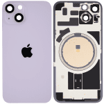 Iphone 14 ile Uyumlu Arka Cam Çelik Plakalı MagSafe Mıknatıs Önceden Takılmış Kapak Full Mor - Görsel 2