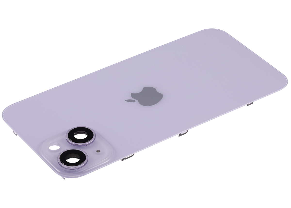 Iphone 14 ile Uyumlu Arka Cam Çelik Plakalı MagSafe Mıknatıs Önceden Takılmış Kapak Full Mor - Görsel 4