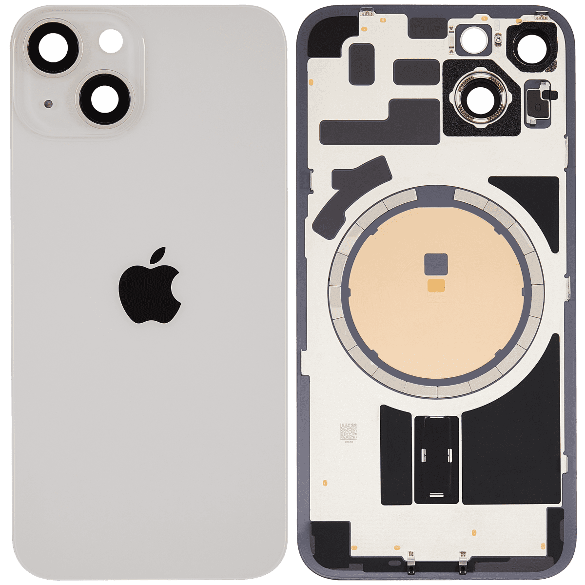 Iphone 14 ile Uyumlu Arka Cam Çelik Plakalı MagSafe Mıknatıs Önceden Takılmış Kapak Full Starlight - Görsel 2