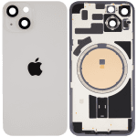 Iphone 14 ile Uyumlu Arka Cam Çelik Plakalı MagSafe Mıknatıs Önceden Takılmış Kapak Full Starlight - Görsel 2