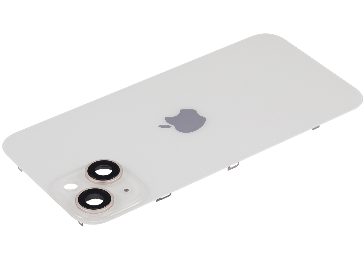 Iphone 14 ile Uyumlu Arka Cam Çelik Plakalı MagSafe Mıknatıs Önceden Takılmış Kapak Full Starlight - Görsel 4