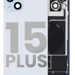 Iphone 15 Plus ile Uyumlu Arka Cam Çelik Plakalı Kablosuz NFC Şarj MagSafe Mıknatıs ve El Feneri Esnek ile Uyumlu Full Mavi