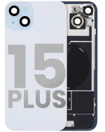 Iphone 15 Plus ile Uyumlu Arka Cam Çelik Plakalı Kablosuz NFC Şarj MagSafe Mıknatıs ve El Feneri Esnek ile Uyumlu Full Mavi