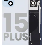 Iphone 15 Plus ile Uyumlu Arka Cam Çelik Plakalı Kablosuz NFC Şarj MagSafe Mıknatıs ve El Feneri Esnek ile Uyumlu Full  Mavi