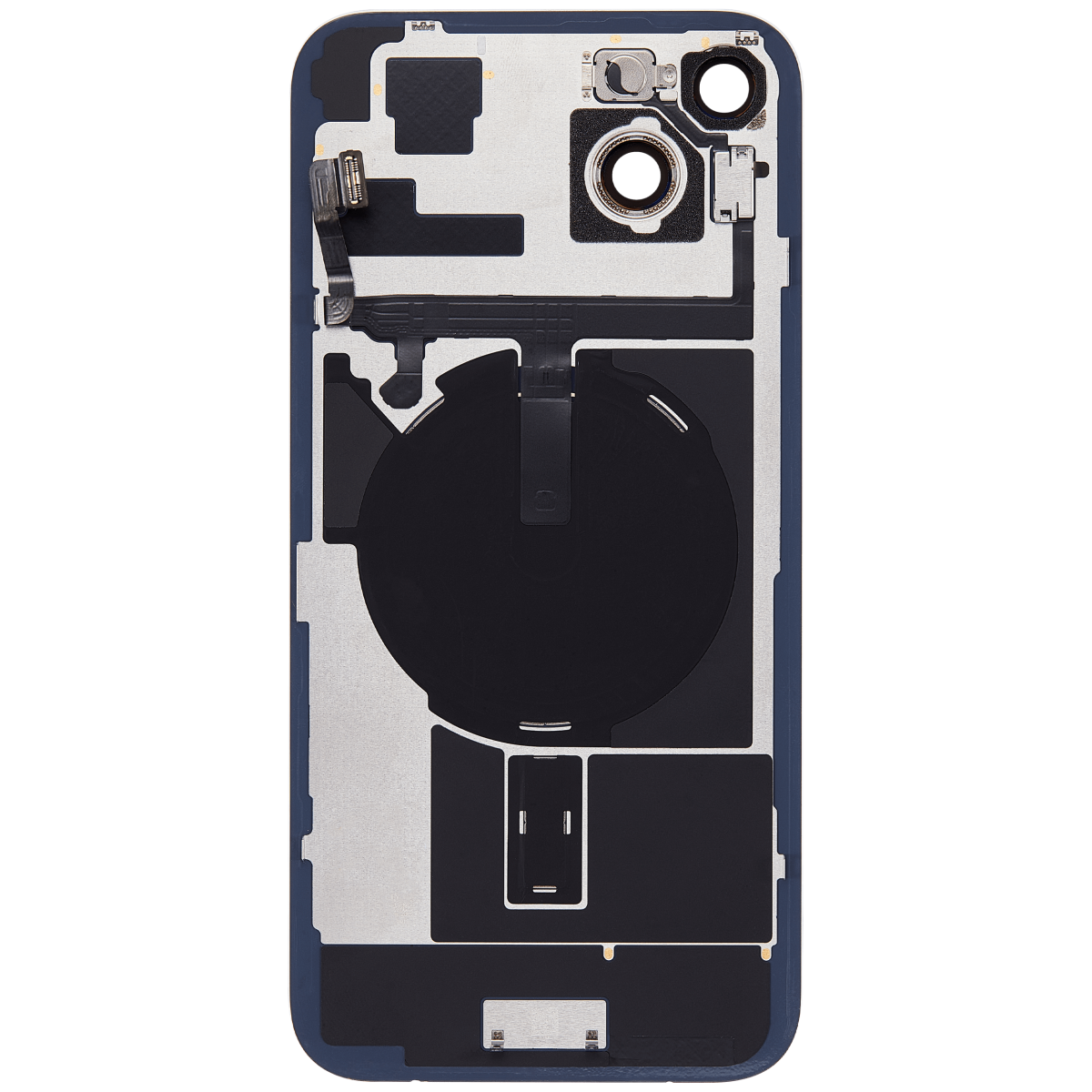 Iphone 15 Plus ile Uyumlu Arka Cam Çelik Plakalı Kablosuz NFC Şarj MagSafe Mıknatıs ve El Feneri Esnek ile Uyumlu Full Mavi - Görsel 3