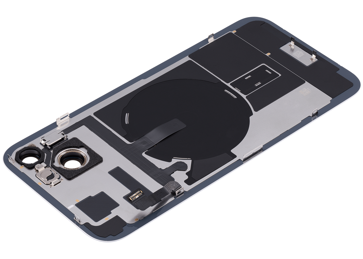 Iphone 15 Plus ile Uyumlu Arka Cam Çelik Plakalı Kablosuz NFC Şarj MagSafe Mıknatıs ve El Feneri Esnek ile Uyumlu Full Mavi - Görsel 5