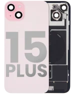Iphone 15 Plus ile Uyumlu Arka Cam Çelik Plakalı Kablosuz NFC Şarj MagSafe Mıknatıs ve El Feneri Esnek ile Uyumlu Full Rose