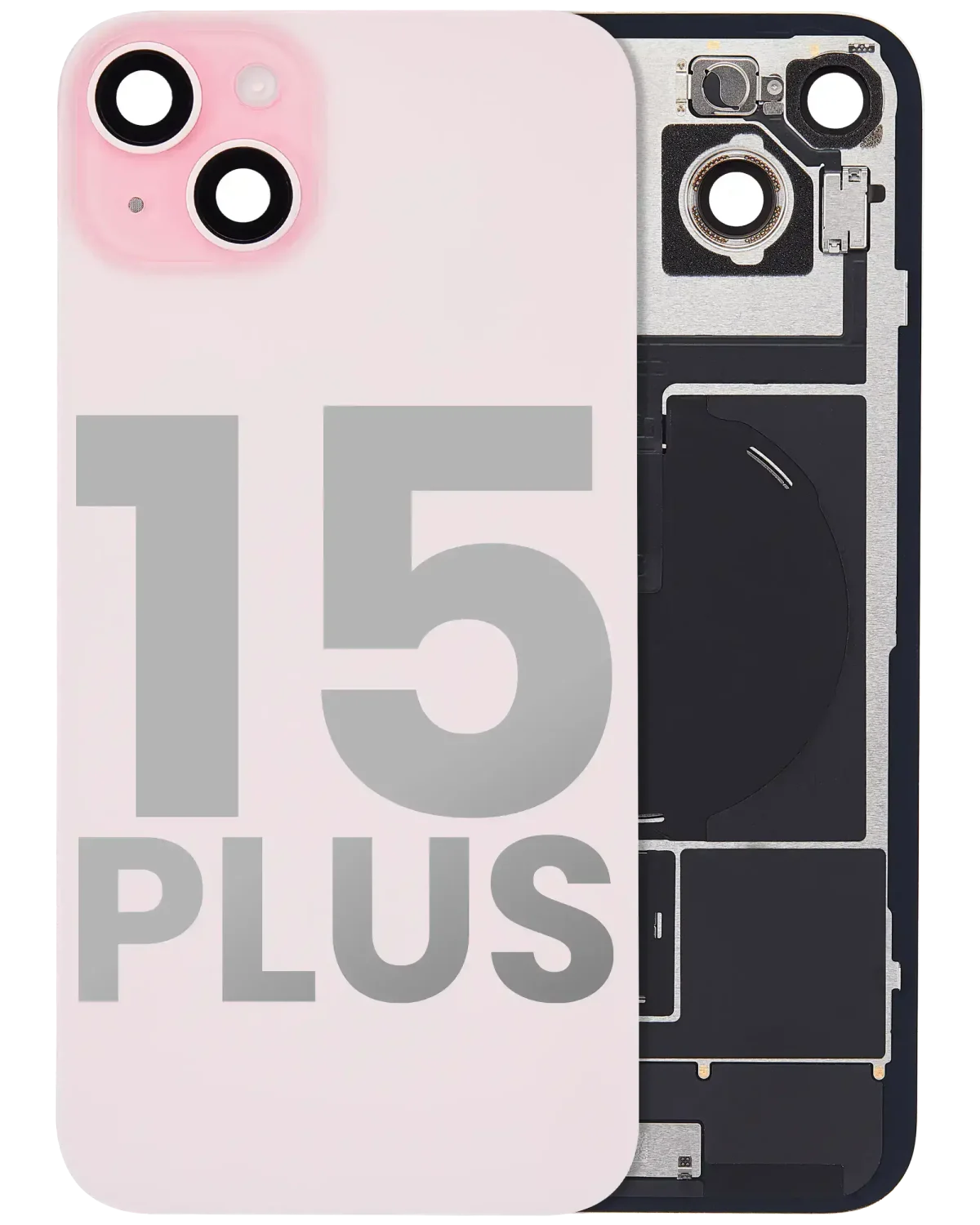 Iphone 15 Plus ile Uyumlu Arka Cam Çelik Plakalı Kablosuz NFC Şarj MagSafe Mıknatıs ve El Feneri Esnek ile Uyumlu Full  Rose