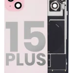 Iphone 15 Plus ile Uyumlu Arka Cam Çelik Plakalı Kablosuz NFC Şarj MagSafe Mıknatıs ve El Feneri Esnek ile Uyumlu Full  Rose