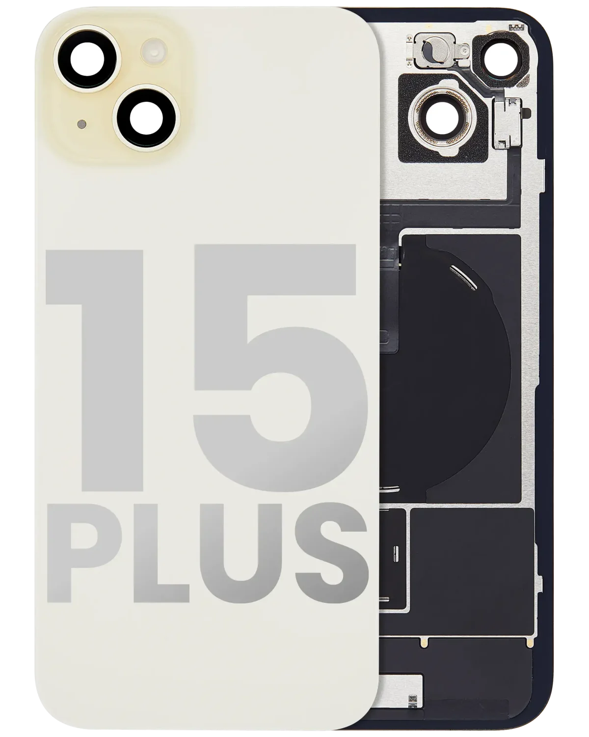 Iphone 15 Plus ile Uyumlu Arka Cam Çelik Plakalı Kablosuz NFC Şarj MagSafe Mıknatıs ve El Feneri Esnek ile Uyumlu Full Sarı