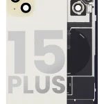 Iphone 15 Plus ile Uyumlu Arka Cam Çelik Plakalı Kablosuz NFC Şarj MagSafe Mıknatıs ve El Feneri Esnek ile Uyumlu Full Sarı