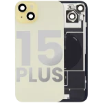 Iphone 15 Plus ile Uyumlu Arka Cam Çelik Plakalı Kablosuz NFC Şarj MagSafe Mıknatıs ve El Feneri Esnek ile Uyumlu Full  Sarı