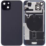 Iphone 15 Plus ile Uyumlu Arka Cam Çelik Plakalı Kablosuz NFC Şarj MagSafe Mıknatıs ve El Feneri Esnek ile Uyumlu Full Siyah - Görsel 2