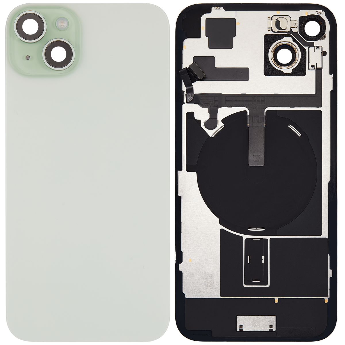 Iphone 15 Plus ile Uyumlu Arka Cam Çelik Plakalı Kablosuz NFC Şarj MagSafe Mıknatıs ve El Feneri Esnek ile Uyumlu Full Yeşil - Görsel 2