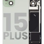 Iphone 15 Plus ile Uyumlu Arka Cam Çelik Plakalı Kablosuz NFC Şarj MagSafe Mıknatıs ve El Feneri Esnek ile Uyumlu Full Yeşil