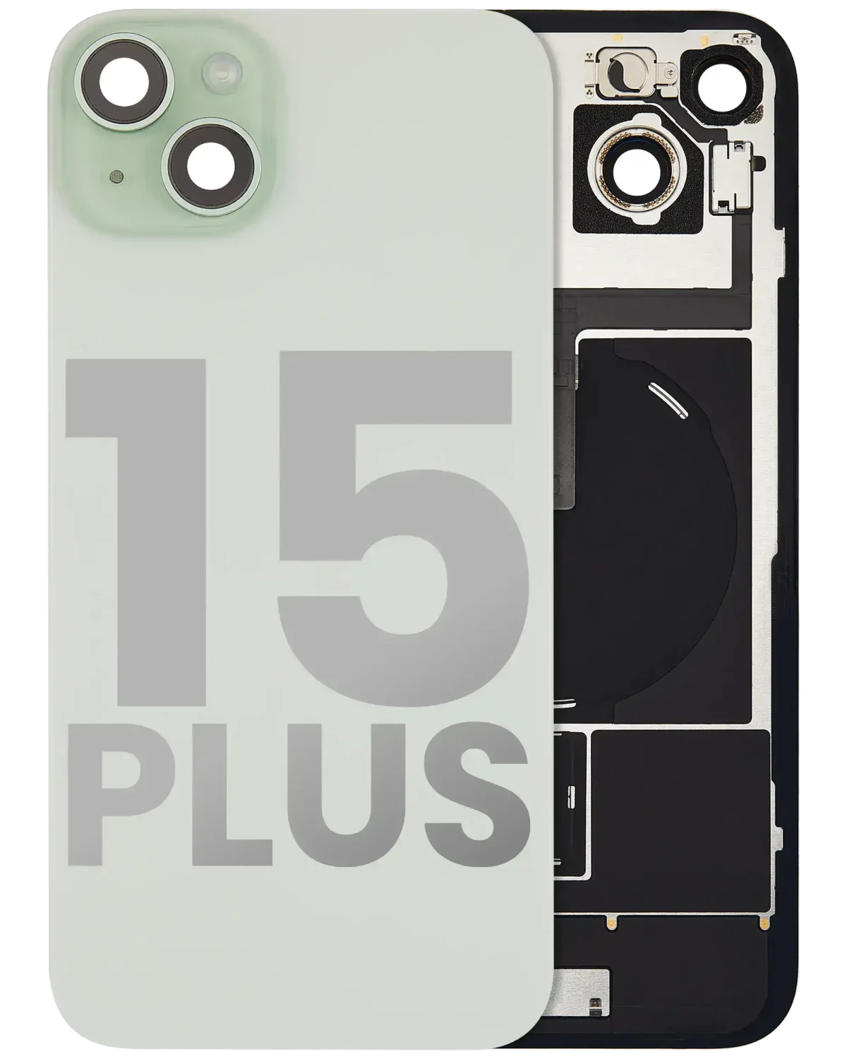 Iphone 15 Plus ile Uyumlu Arka Cam Çelik Plakalı Kablosuz NFC Şarj MagSafe Mıknatıs ve El Feneri Esnek ile Uyumlu Full  Yeşil
