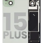 Iphone 15 Plus ile Uyumlu Arka Cam Çelik Plakalı Kablosuz NFC Şarj MagSafe Mıknatıs ve El Feneri Esnek ile Uyumlu Full  Yeşil