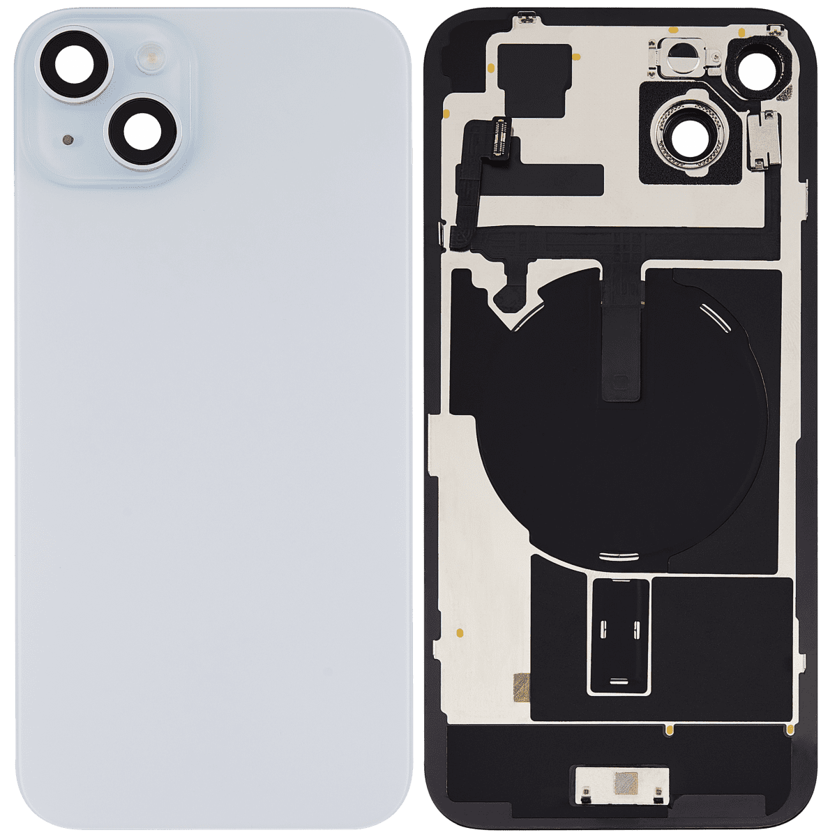 Iphone 15 Plus ile Uyumlu Arka Cam Çelik Plakalı Kablosuz NFC Şarj MagSafe Mıknatıs ve El Feneri Esnek ile Uyumlu  Mavi - Görsel 1