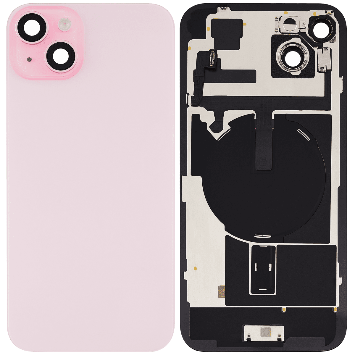 Iphone 15 Plus ile Uyumlu Arka Cam Çelik Plakalı Kablosuz NFC Şarj MagSafe Mıknatıs ve El Feneri Esnek ile Uyumlu  Rose - Görsel 2