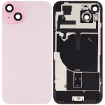Iphone 15 Plus ile Uyumlu Arka Cam Çelik Plakalı Kablosuz NFC Şarj MagSafe Mıknatıs ve El Feneri Esnek ile Uyumlu  Rose - Görsel 2