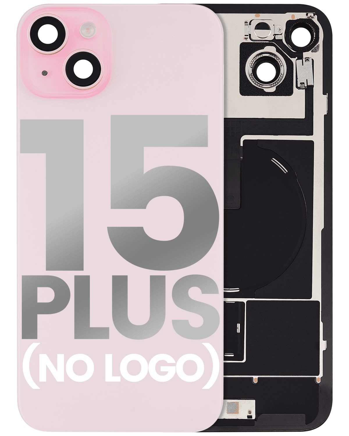 Iphone 15 Plus ile Uyumlu Arka Cam Çelik Plakalı Kablosuz NFC Şarj MagSafe Mıknatıs ve El Feneri Esnek ile Uyumlu  Rose