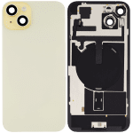 Iphone 15 Plus ile Uyumlu Arka Cam Çelik Plakalı Kablosuz NFC Şarj MagSafe Mıknatıs ve El Feneri Esnek ile Uyumlu  Sarı