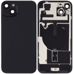 Iphone 15 Plus ile Uyumlu Arka Cam Çelik Plakalı Kablosuz NFC Şarj MagSafe Mıknatıs ve El Feneri Esnek ile Uyumlu  Siyah