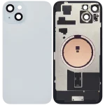 Iphone 15 Plus ile Uyumlu Arka Cam Çelik Plakalı MagSafe Mıknatıs Önceden Takılmış Kapak  Mavi