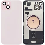 Iphone 15 Plus ile Uyumlu Arka Cam Çelik Plakalı MagSafe Mıknatıs Önceden Takılmış Kapak  Rose