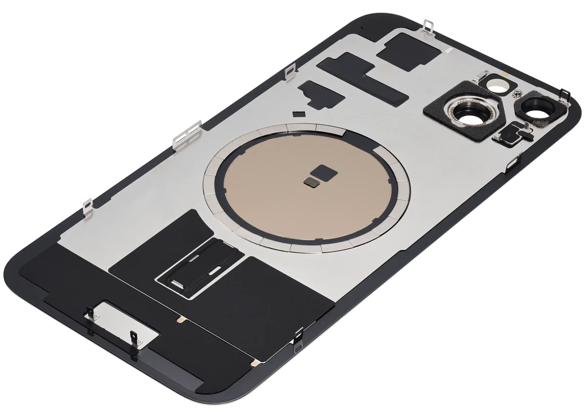 Iphone 15 Plus ile Uyumlu Arka Cam Çelik Plakalı MagSafe Mıknatıs Önceden Takılmış Kapak  Sarı - Görsel 4