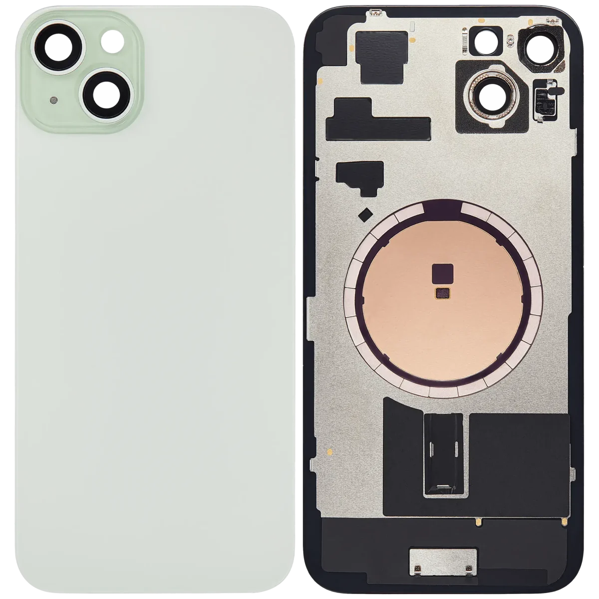 Iphone 15 Plus ile Uyumlu Arka Cam Çelik Plakalı MagSafe Mıknatıs Önceden Takılmış Kapak  Yeşil - Görsel 1