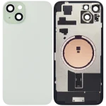 Iphone 15 Plus ile Uyumlu Arka Cam Çelik Plakalı MagSafe Mıknatıs Önceden Takılmış Kapak  Yeşil