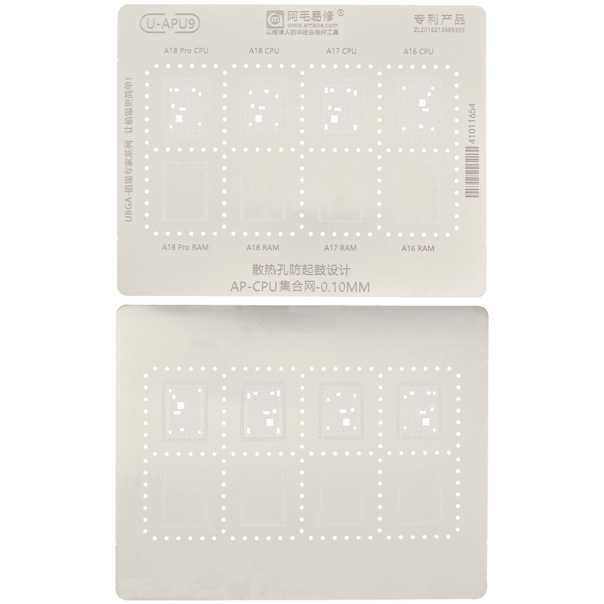 Iphone 15 Pro Max ile Uyumlu A16-A18 Pro U-APU9 0.10MM CPU RAM BGA Reballing Stencil Amaoe - Görsel 2