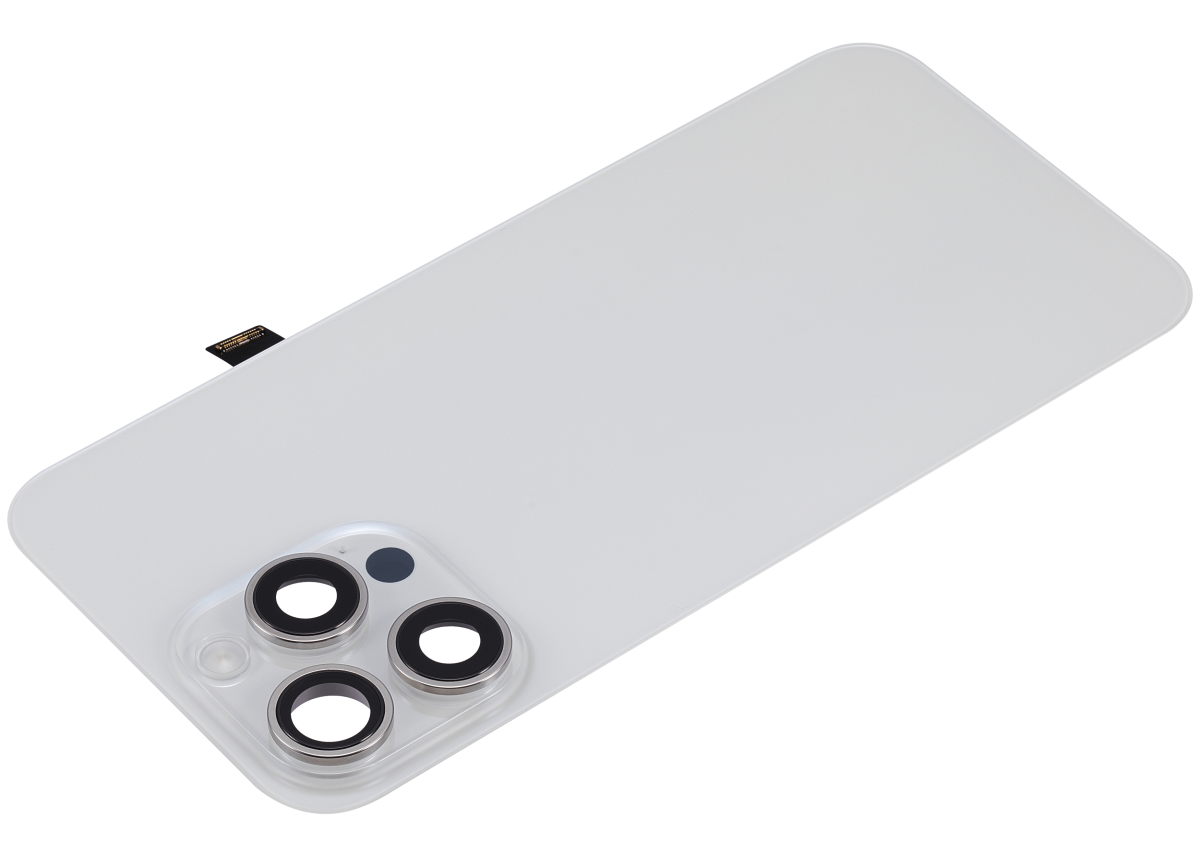Iphone 15 Pro Max ile Uyumlu Arka Cam Çelik Plakalı Kablosuz NFC Şarj MagSafe Mıknatıs ve El Feneri Esnek ile Uyumlu  Beyaz Titanyum - Görsel 3