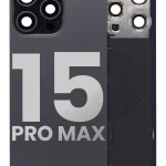 Iphone 15 Pro Max ile Uyumlu Arka Cam Çelik Plakalı Kablosuz NFC Şarj MagSafe Mıknatıs ve El Feneri Esnek ile Uyumlu Full A Sınıfı Siyah Titanyum