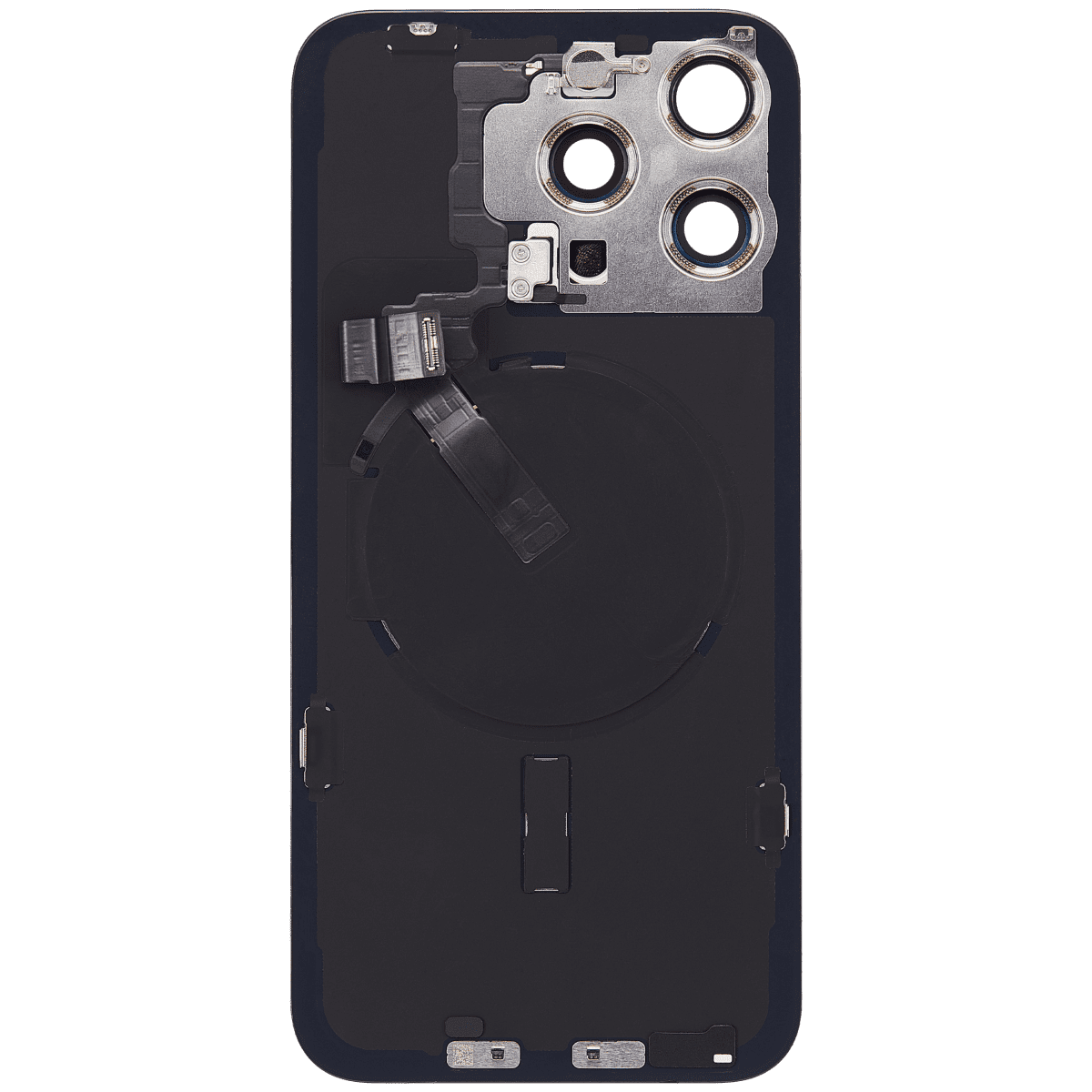 Iphone 15 Pro Max ile Uyumlu Arka Cam Çelik Plakalı Kablosuz NFC Şarj MagSafe Mıknatıs ve El Feneri Esnek ile Uyumlu Full A Sınıfı Siyah Titanyum - Görsel 3