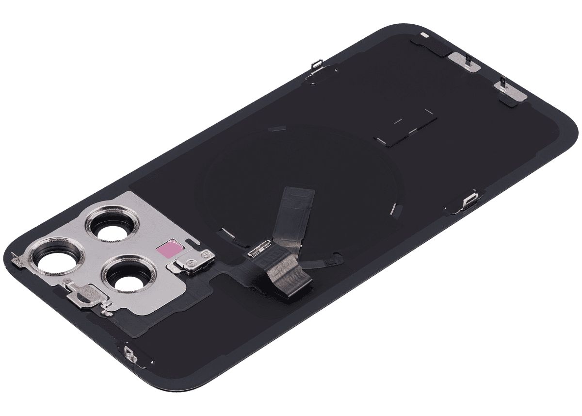 Iphone 15 Pro Max ile Uyumlu Arka Cam Çelik Plakalı Kablosuz NFC Şarj MagSafe Mıknatıs ve El Feneri Esnek ile Uyumlu Full A Sınıfı Siyah Titanyum - Görsel 5