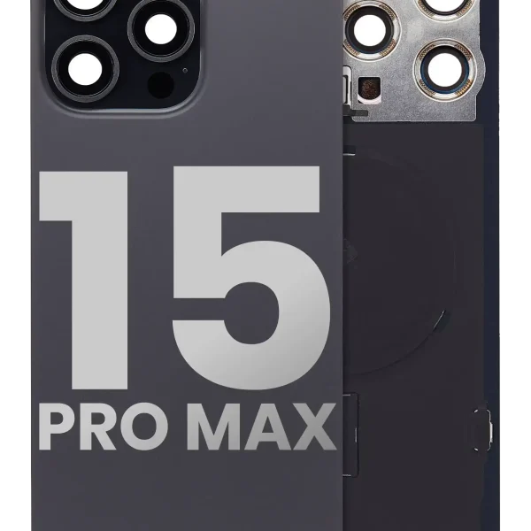 Iphone 15 Pro Max ile Uyumlu Arka Cam Çelik Plakalı Kablosuz NFC Şarj MagSafe Mıknatıs ve El Feneri Esnek ile Uyumlu Full A Sınıfı Siyah Titanyum
