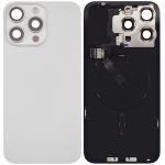Iphone 15 Pro Max ile Uyumlu Arka Cam Çelik Plakalı Kablosuz NFC Şarj MagSafe Mıknatıs ve El Feneri Esnek ile Uyumlu Full Beyaz Titanyum - Görsel 2