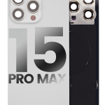 Iphone 15 Pro Max ile Uyumlu Arka Cam Çelik Plakalı Kablosuz NFC Şarj MagSafe Mıknatıs ve El Feneri Esnek ile Uyumlu Full Beyaz Titanyum