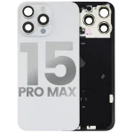 Iphone 15 Pro Max ile Uyumlu Arka Cam Çelik Plakalı Kablosuz NFC Şarj MagSafe Mıknatıs ve El Feneri Esnek ile Uyumlu Full  Beyaz Titanyum