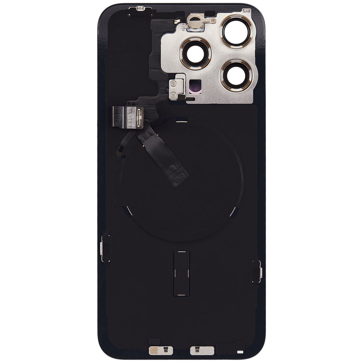 Iphone 15 Pro Max ile Uyumlu Arka Cam Çelik Plakalı Kablosuz NFC Şarj MagSafe Mıknatıs ve El Feneri Esnek ile Uyumlu Full Beyaz Titanyum - Görsel 3